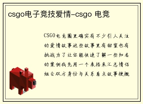 csgo电子竞技爱情-csgo 电竞